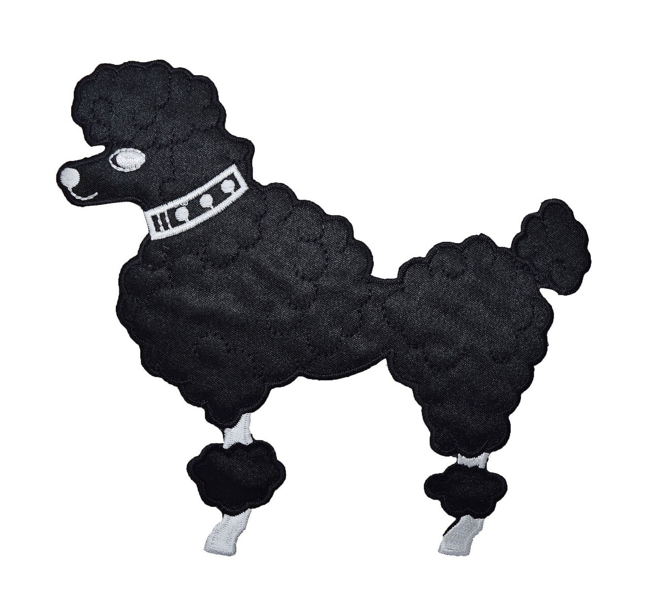 6 inch Black Poodle Dog, Facing Left, Embroidered Iron on Patch